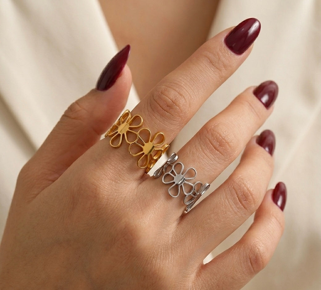 SALE Flower Ring Stainless Steel