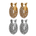 Small Pave CZ Hoop Earrings Stainless Steel