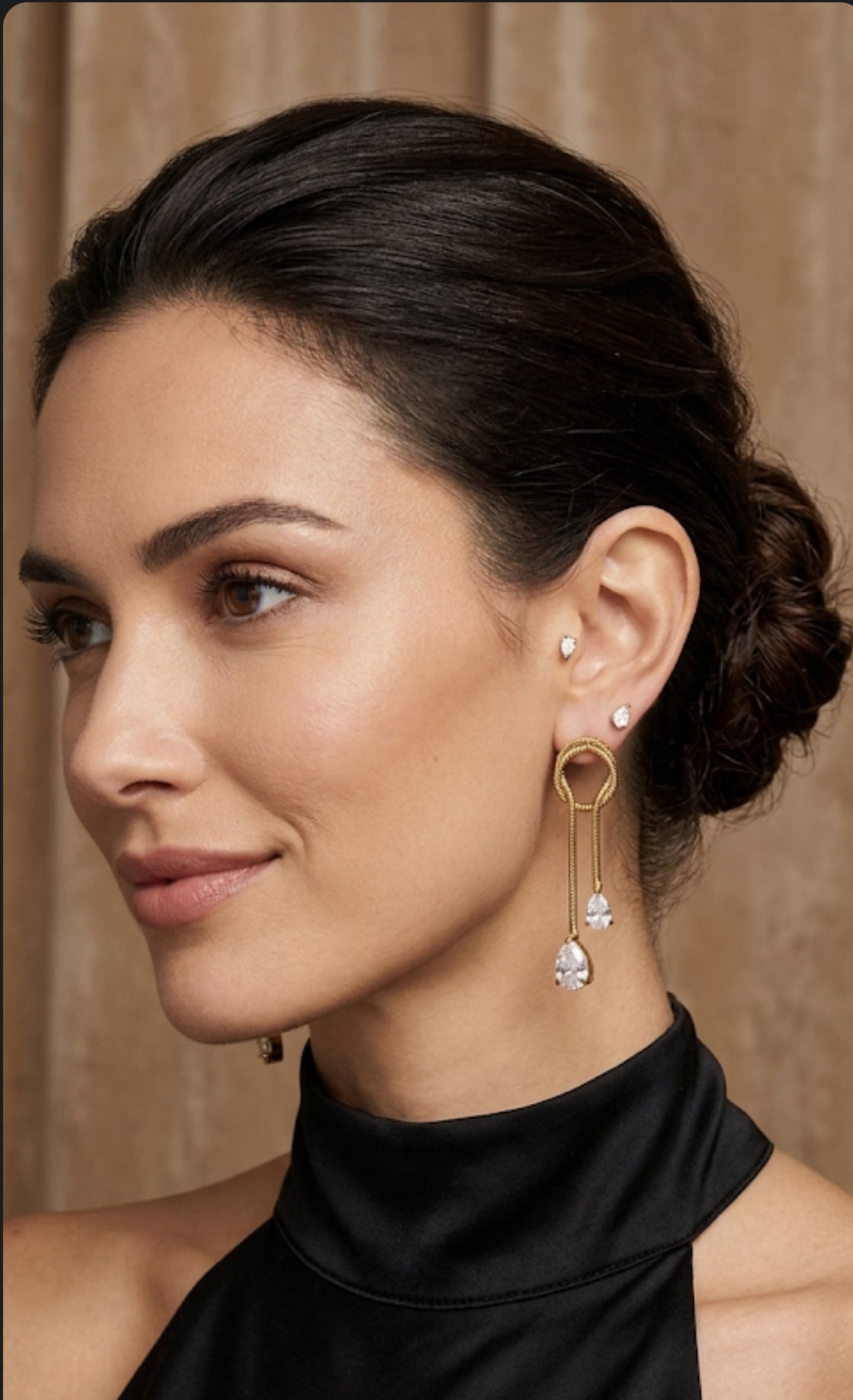 Knotted Rope CZ Drop Earrings Stainless Steel
