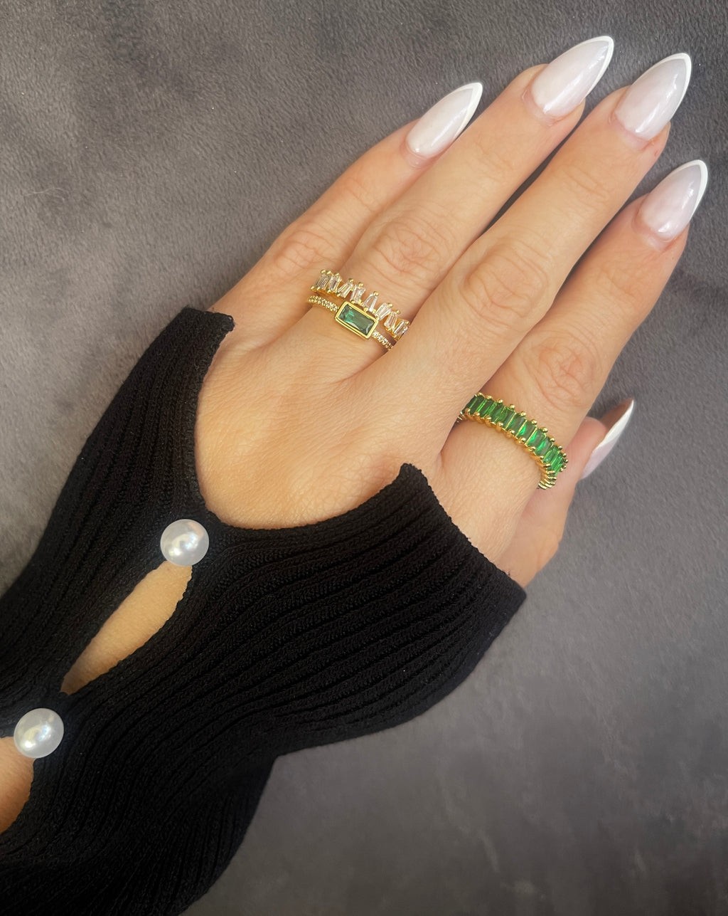 CZ Stacked Adjustable Ring Stainless Steel