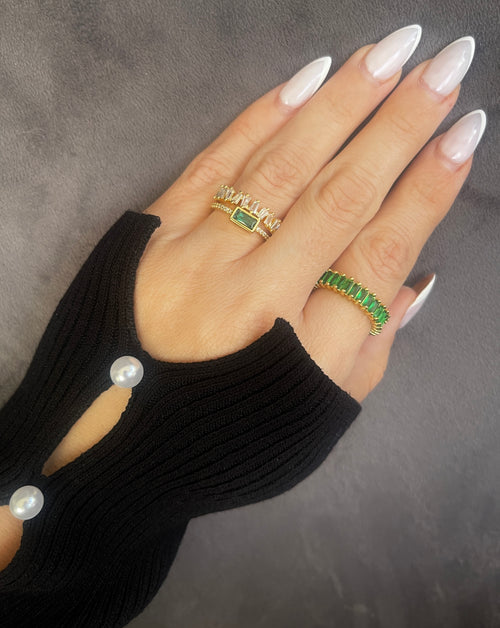 CZ Adjustable Band Ring Stainless Steel
