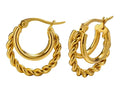 Twisted Triple Hoop Gold Earrings Stainless Steel