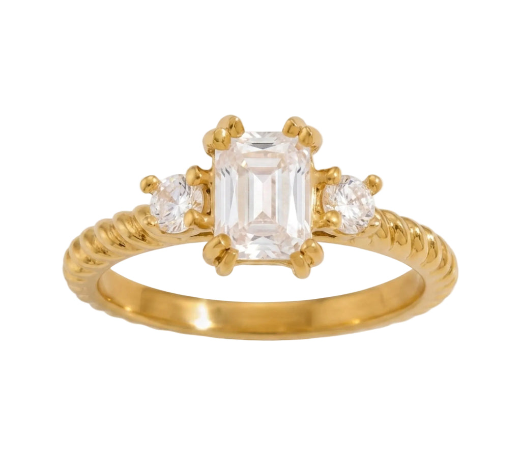CZ Solitaire Ring Stainless Steel