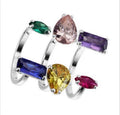 Colorful CZ Sterling Silver Cage Ring