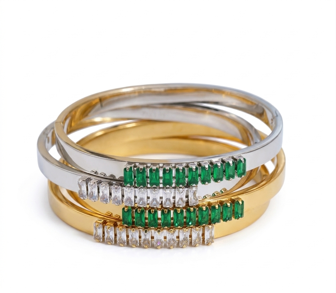 Luxury CZ Bangle Stainless Steel