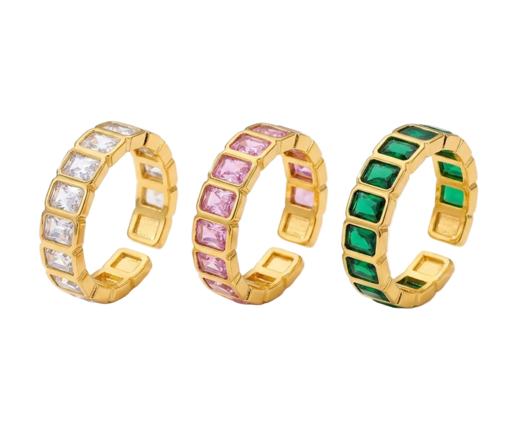 Eternity CZ Adjustable Band Ring Stainless Steel