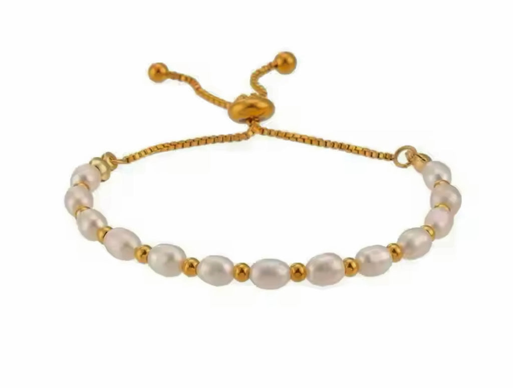 Freshwater Pearl Adjustable Bracelet Stainless Steel
