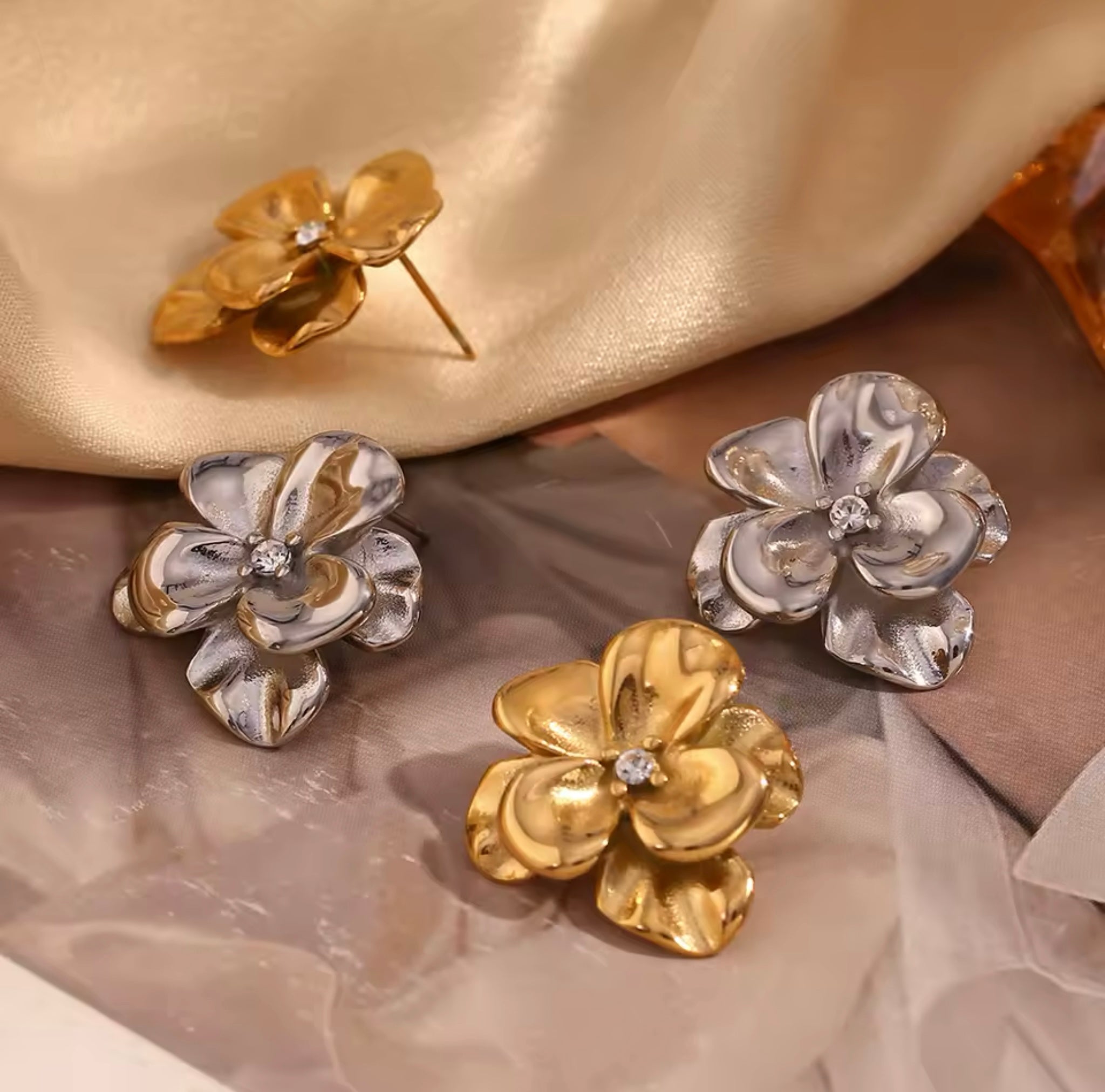 Flower Blossom Earrings Stainless Steel