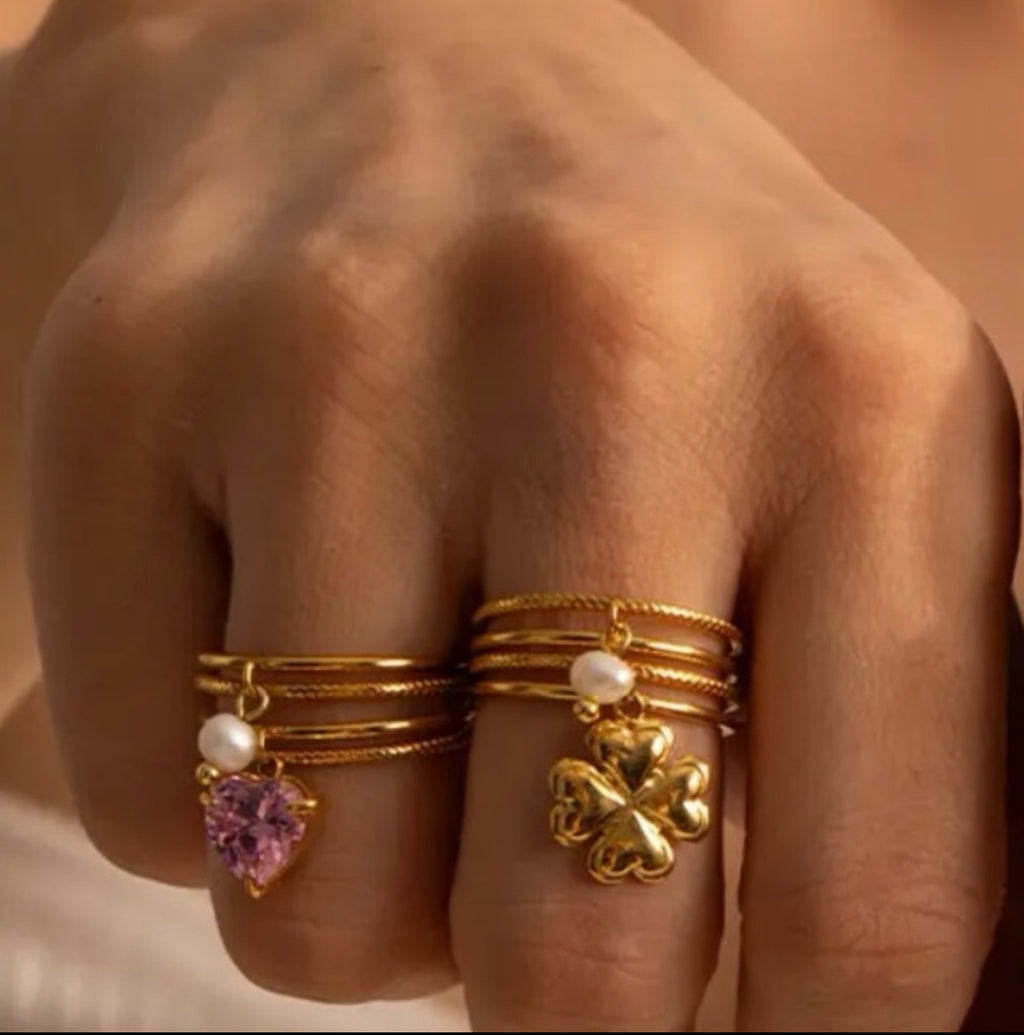Clover Charm Ring Stainless Steel