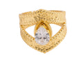 Cz Chevron Adjustable Ring Stainless Steel
