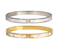 Mother of Pearl Cz Bangle Stainless Steel
