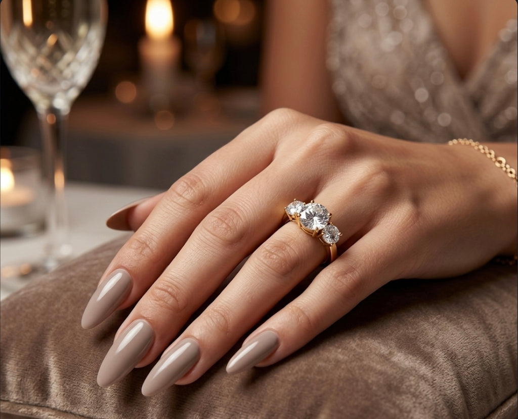 CZ Past, Present, Future Trilogy Ring Stainless Steel
