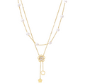 Pearls and Flower Necklace Set Stainless Steel