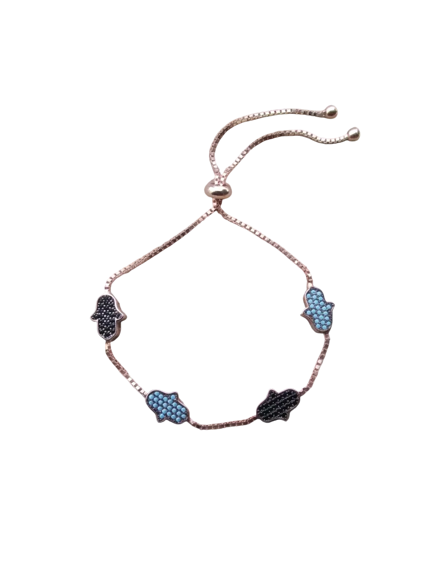 Micro Pave CZ Hamsa Protection Bracelet