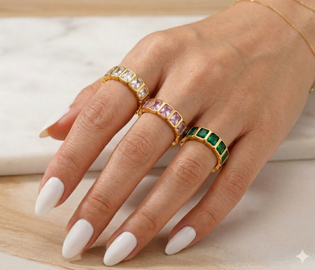 Eternity CZ Adjustable Band Ring Stainless Steel