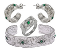 Silver Malachite Evil Eye Set Stainless Steel
