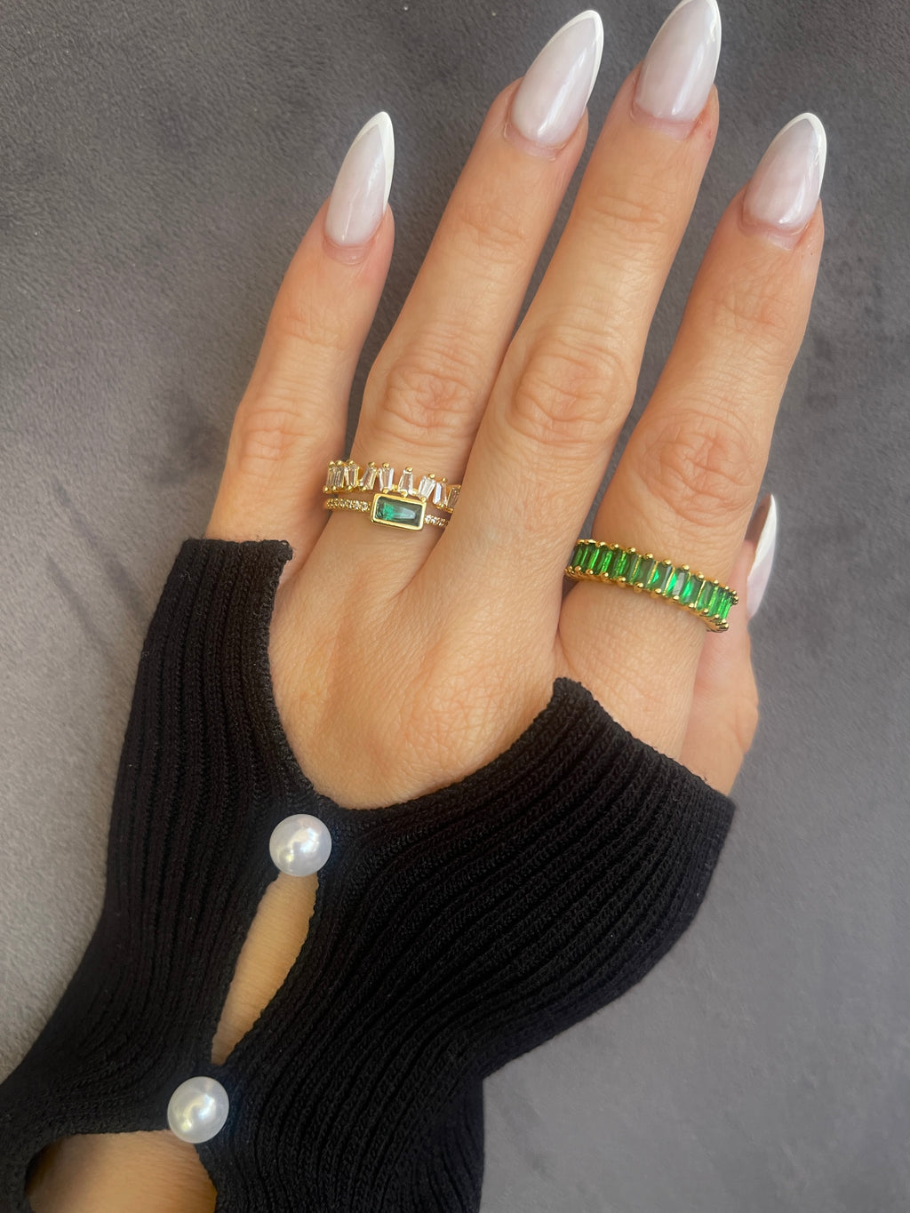 CZ Stacked Adjustable Ring Stainless Steel