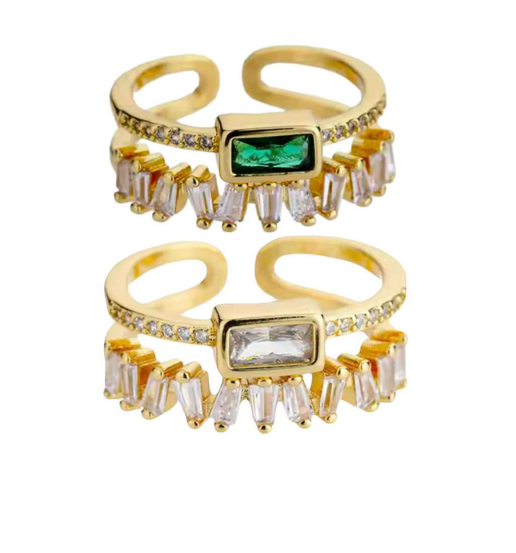 CZ Stacked Adjustable Ring Stainless Steel