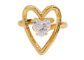 Cz Heart Adjustable Ring Stainless Steel