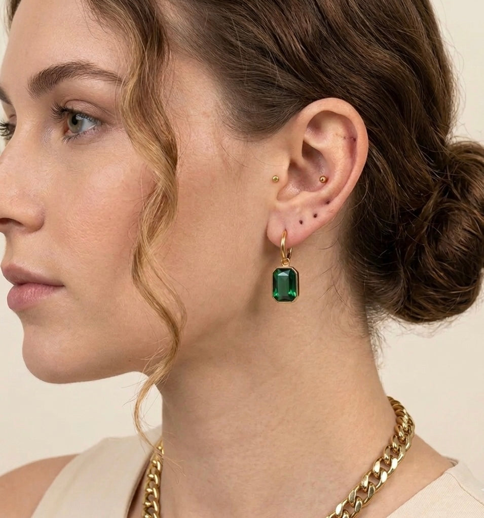 Radiant Crystal Charm Dangle Earrings Stainless Steel