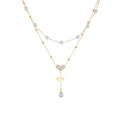 Pearl Heart Drop Necklace Set Stainless Steel
