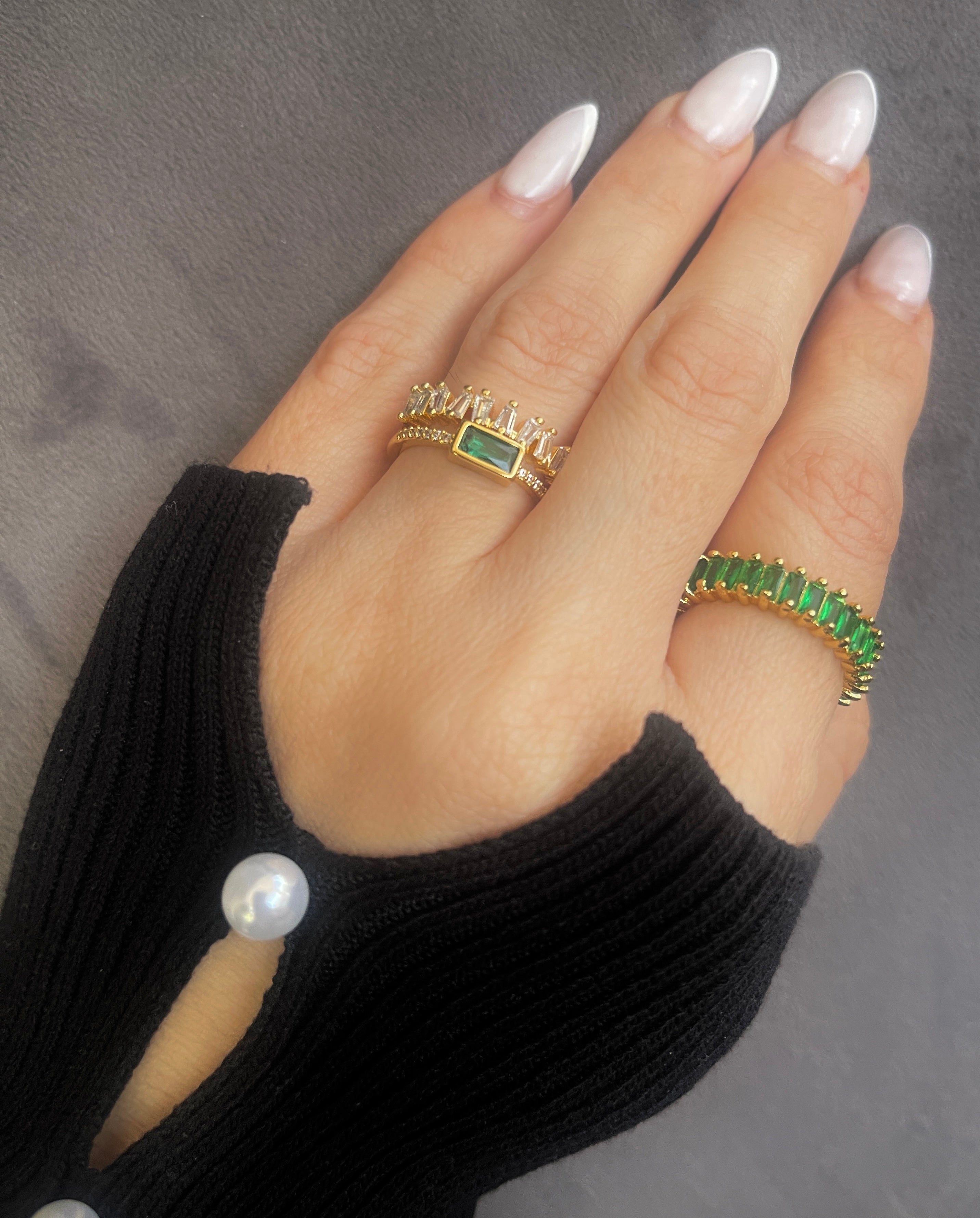 CZ Stacked Adjustable Ring Stainless Steel