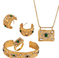 Gold Malachite Evil Eye Set Stainless Steel