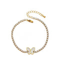 Mother of Pearl Butterfly Tennis Bracelet Stainless Steel
