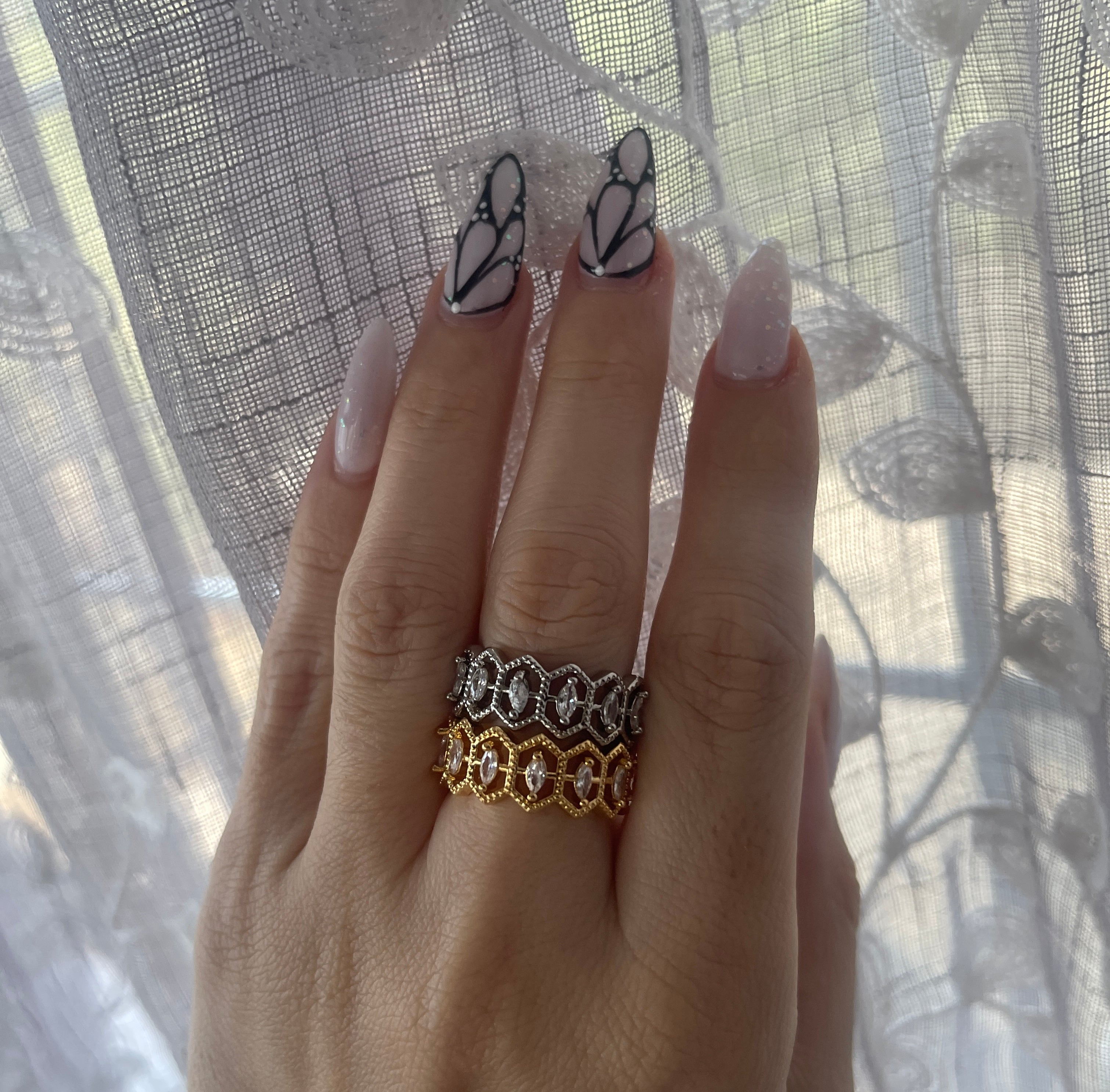 CZ Honeycomb Ring Stainless Steel
